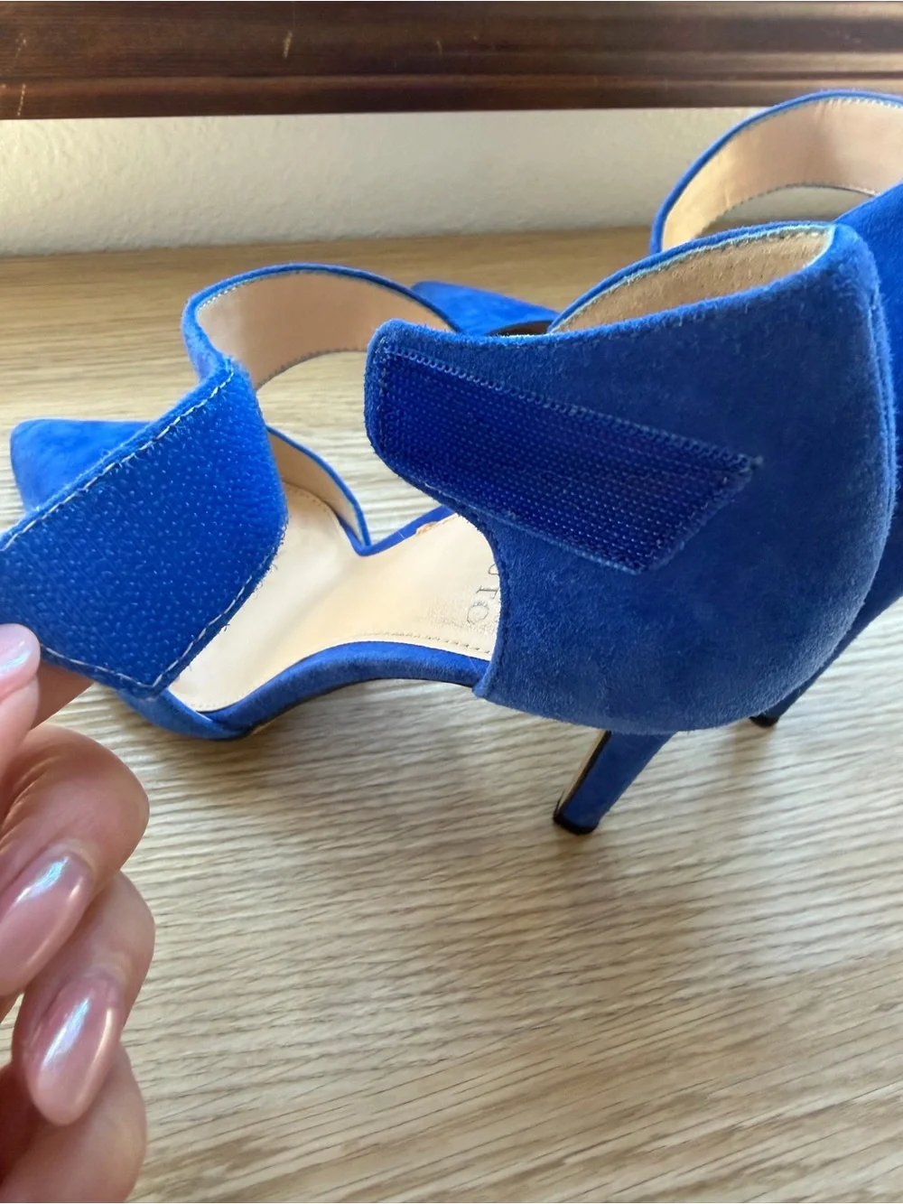 Vince Camuto Cobalt Blue Suede Pointed-Toe Ankle-Strap Heels